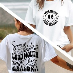Grandma Shirt, Loud Mouth Cheer Grandma, Gift for Grandmother, Oversized T-Shirt