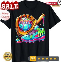 2025/Ice Cream Drip Baseball Stuff Baseball Drip For Boys Graphic T-Shirt