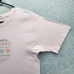 Vintage Fruit Of The Loom Shirt Mens Large Pink Rhinestone Heart Graphic Tee 80s