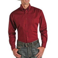 Panhandle Men’s Solid Stretch Maroon Button-Down Shirt 36D1601-60