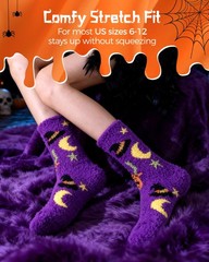 72-Needle Buttery Soft Halloween Fuzzy Socks for Women Cozy Funny Crazy Cute Flu