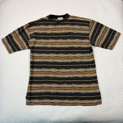 VTG Giorgio Danieli Mens Knit Shirt XL 3D Textured Wavy Stripe Multi Italy Made