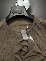 John Varvatos Luxury Shirt – Twine Brown – Raw Cut Edges – Crinkle – Vtg 2023