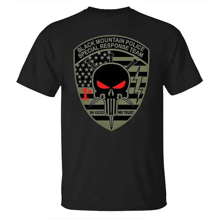 Howitzer Black Mountain Tactical Unit T-Shirt for Men Skull Operator Graphic Tee