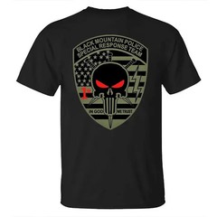Howitzer Black Mountain Tactical Unit T-Shirt for Men Skull Operator Graphic Tee