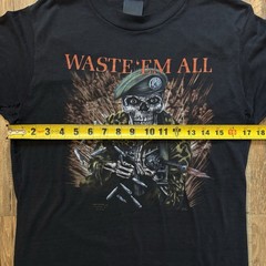 Vintage 1987 Waste Em All 3d Emblem Shirt Size Large Just Brass Made In USA