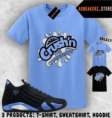 Tee Shirt Matching AJ 14 Black University Blue 2026 To Match Sneaker Fresh Crush