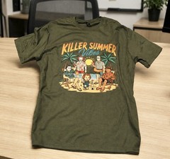 jason, freddy, chucky Green Crew Neck Graphic Tee Killer Summer Vibes
