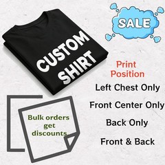 Print Your Photo Text Logo Custom DIY Cotton Tee Personalized Unisex Soft Top