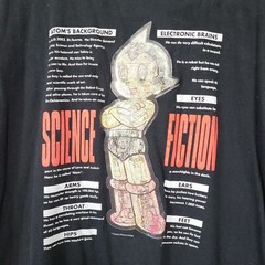 Vintage Tezuka Osamu L Astro Boy Hologram Graphic Tee Shirt Black Mighty Atom
