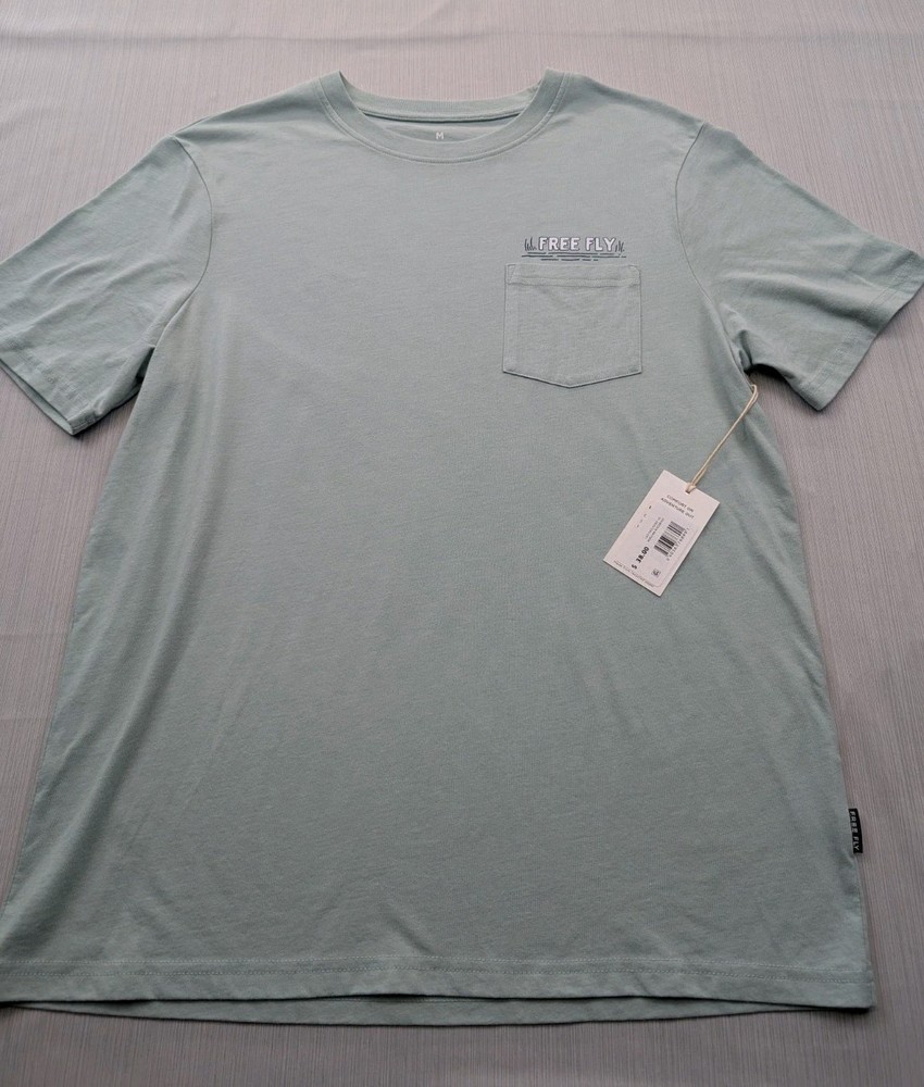 New Free Fly Lazy Tides Pocket Tee Mens Size Medium TShirt Green