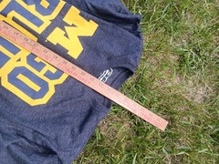 Michigan “GO BLUE” t-shirt Sz S Gray,Blue with yellow print cotton poly blend