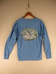 Hanes ComfortWash T-Shirt Mens M Cape Cod Striped Bass Long Sleeve Graphic Blue
