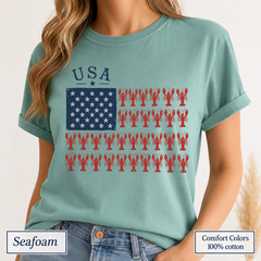 Patriotic Lobster Flag Shirt, Coastal USA Comfort Colors Fourth of July Tee