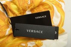 Versace Men’s White & Gold Heritage Logo Print Short Sleeve T-Shirt US S IT 48