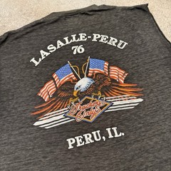 Vintage 1990 Harley Davidson 3D Emblem Cut Off Tee Shirt Large Peru Illinois
