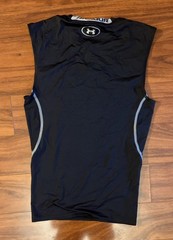 Under Armour Mens Shirt Medium Black Sleeveless Tank Top Compression HeatGear