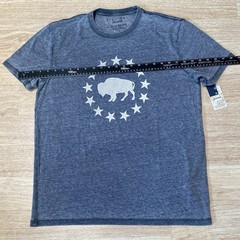 Lucky Brand T-Shirt Men’s L Jet Black (Gray) Buffalo Stars Venice Burnout Tee SS