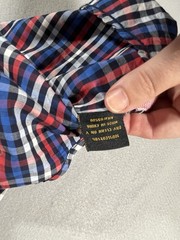 Stacy Adams Men Shirt Short Sleeve Plaid Button Up XL Red White Blue B-8