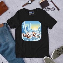 Fun Arctic Playful Monkeys Winter Scene T-Shirt – Cartoon Animal Graphic Tee