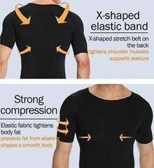 Men Slimming Body Shaper T-shirt Abs Abdomen Compression Tee Workout Tank Tops