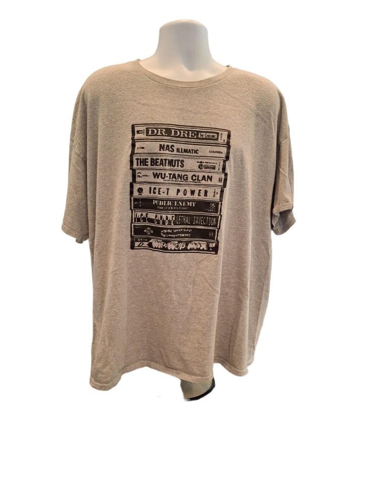 Hip Hop Cassette Tape Graphic T Shirt 3XL Gildan Rap Y2K Streetwear Vintage