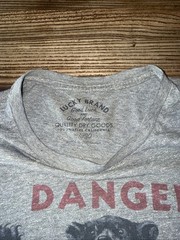 Mens Lucky Brand Danger I Am A Hugger Bear Large T-Shirt