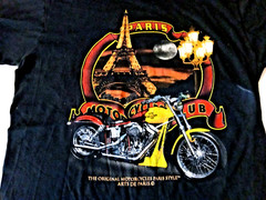 VINTAGE SOLS BEST QUALITY UNISEX BLACK PARISH MOTORCYCLE UB T-SHIRT-SIZE XL-EUC
