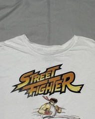 Street Fighter Shirt Mens XL White Ryu Kick Graphic Tee Capcom Video Game Art