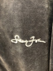 SEAN JOHN VELOUR TRACK JACKET MENS ZIP UP THROWBACK VINTAGE MENS CHARCOAL/RED