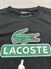 Lacoste Shirt Mens Medium Black Green Cotton Blend Pullover *