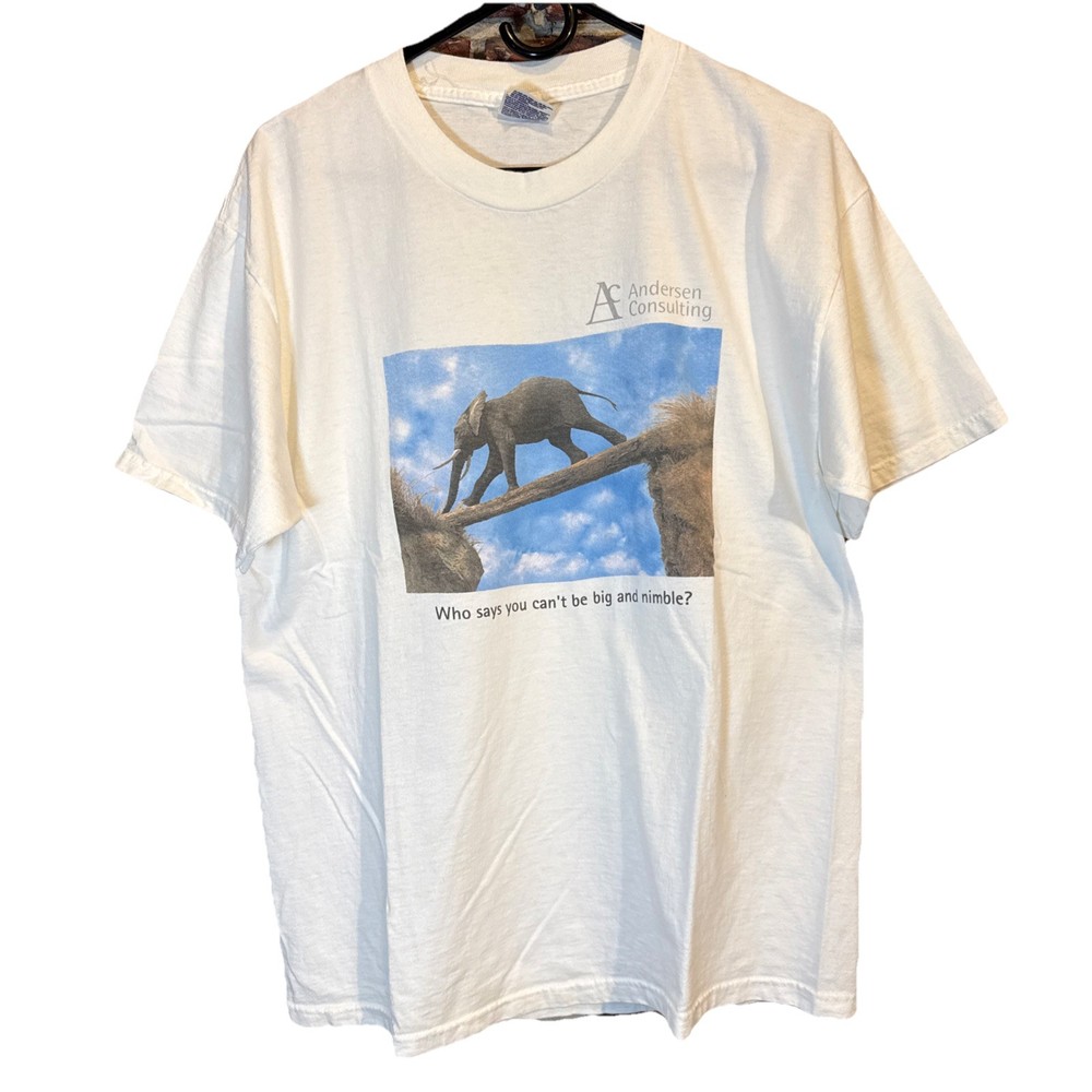 Arthur Andersen T-Shirt Consulting Enron Large Vintage L Y2K Wall Street Vtg 90s