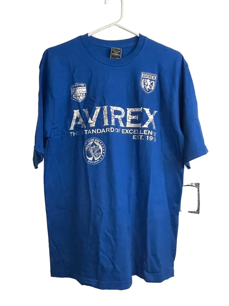 Avirex T-Shirt Youth 14/16 Blue with Front Logo Short Sleeve NWT
