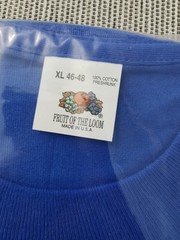 NOS VTG 1991 Fruit of the Loom Pocket T-Shirt BLUE Made in USA XL Single Stitch