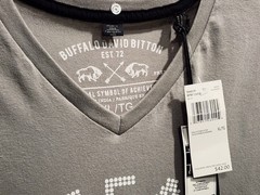 Buffalo David Bitton v-neck short sleeve stretch muscle t-shirt skull gray XL