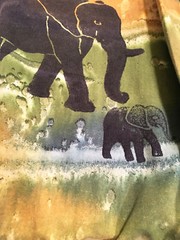 ELEPHANT SHIRT ALL OVER PRINT HAND DYED DEEP SEA MENS XL LONG AOP AFRICA ART !!!