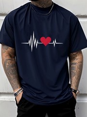 Men’S Casual Graphic Tee Classic Crew Neck Design Trendy Street Style T-shirt♮