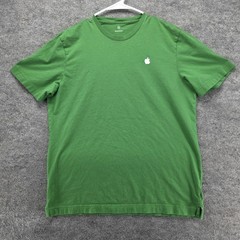 Apple Shirt Mens Medium Green 100% Cotton Logo Tee Crewneck T Shirt Casual