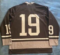 Champion #19 Champion Logo Hockey Jersey Sz L (44) (25in W X 30in L) Black