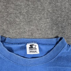 Vintage Starter Shirt Mens Medium Blue Long Sleeve Sports Graphic Made USA