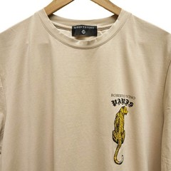Roberto Vino Paris T Shirt Men L Beige Leopard Graphic Streetwear Luxury Hip Hop