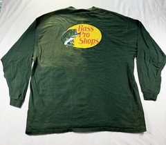 Bass Pro Shop Long Sleeve Shirt XXL Graphic Print Logo Green outdoor fishing