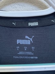 NWT Puma T-Shirt Top Black Large Sleeveless All in SL Tee Crew Neck