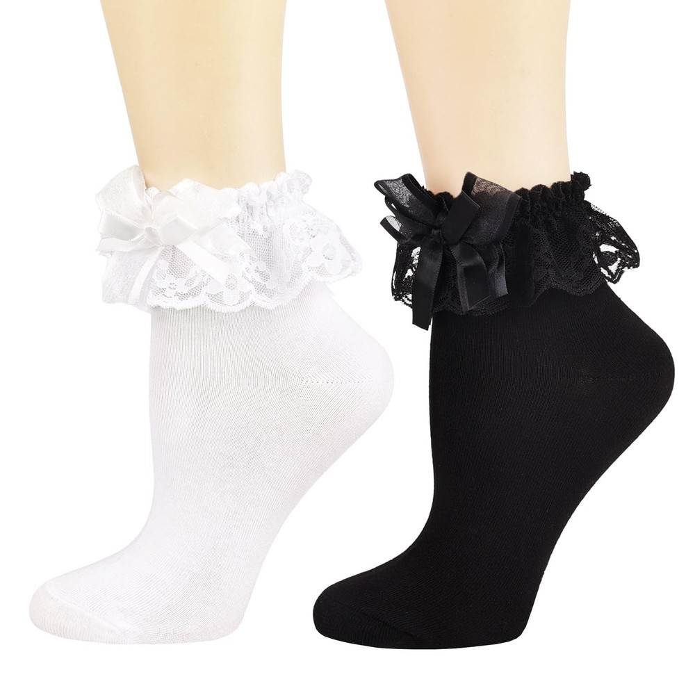 Womens Ankle Socks Lace Ruffle Frilly Cotton Cute Princess Ankle Dress Lace Sock