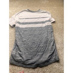 American Eagle Flex Stripe Tee Mens Large Tall Grey White Marled Crew Neck Shirt