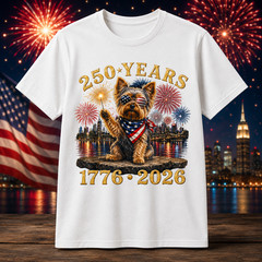 Yorkie Dog 250th America Patriotic USA 4th of July T-Shirt