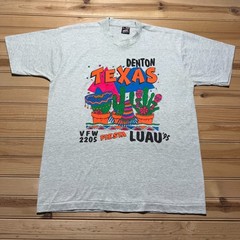Vintage 1995 Denton Texas VFW Fiesta Luau Cactus Party Graphic T-Shirt USA Large