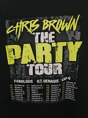 Chris Brown The Party Tour 2017 Large Mens Black Double-sided Graphic Logo Tee