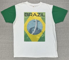 Bay Island Sportswear Brazil Shirt Mens Large Christ the Redeemer Flag Graphic
