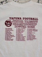 SUNA Platinum Tafuna Warriors Football T-Shirt Junior Varsity Roster 2023 L